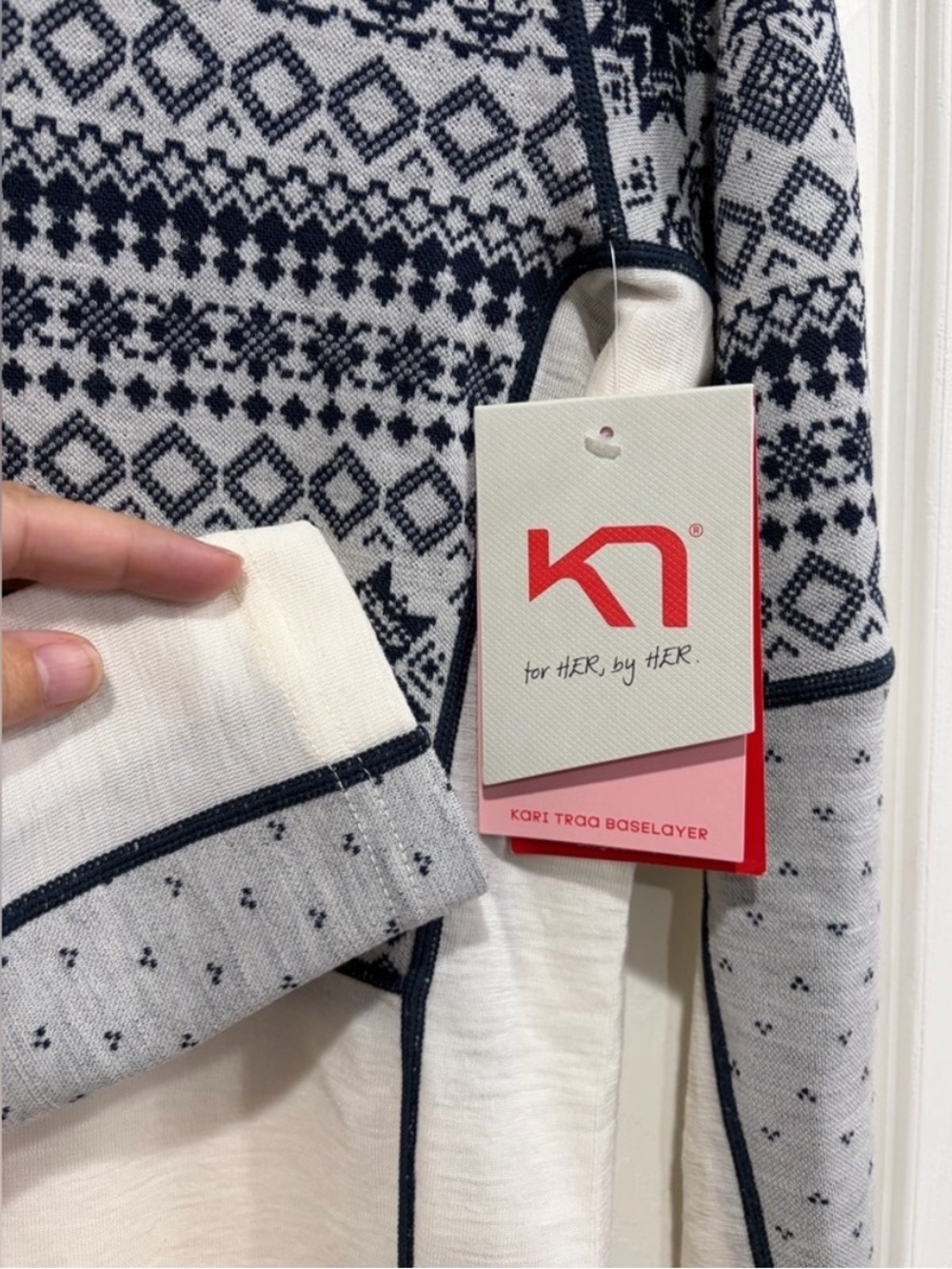 Kari Traa Women's XL Vilma Long Sleeve Performance Shirt NWT Blue White Merino - Picture 5 of 7